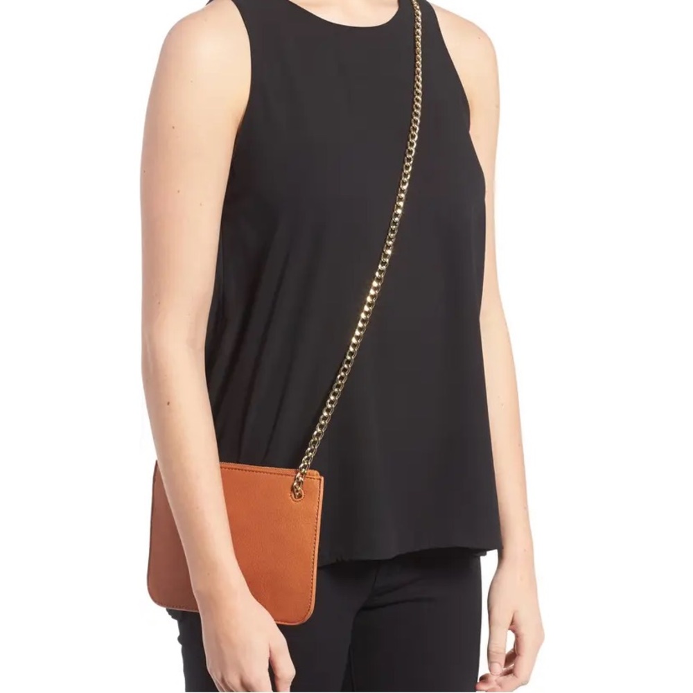 Nordstrom Crossbody small bag gold chain strap clutch purse vegan EUC